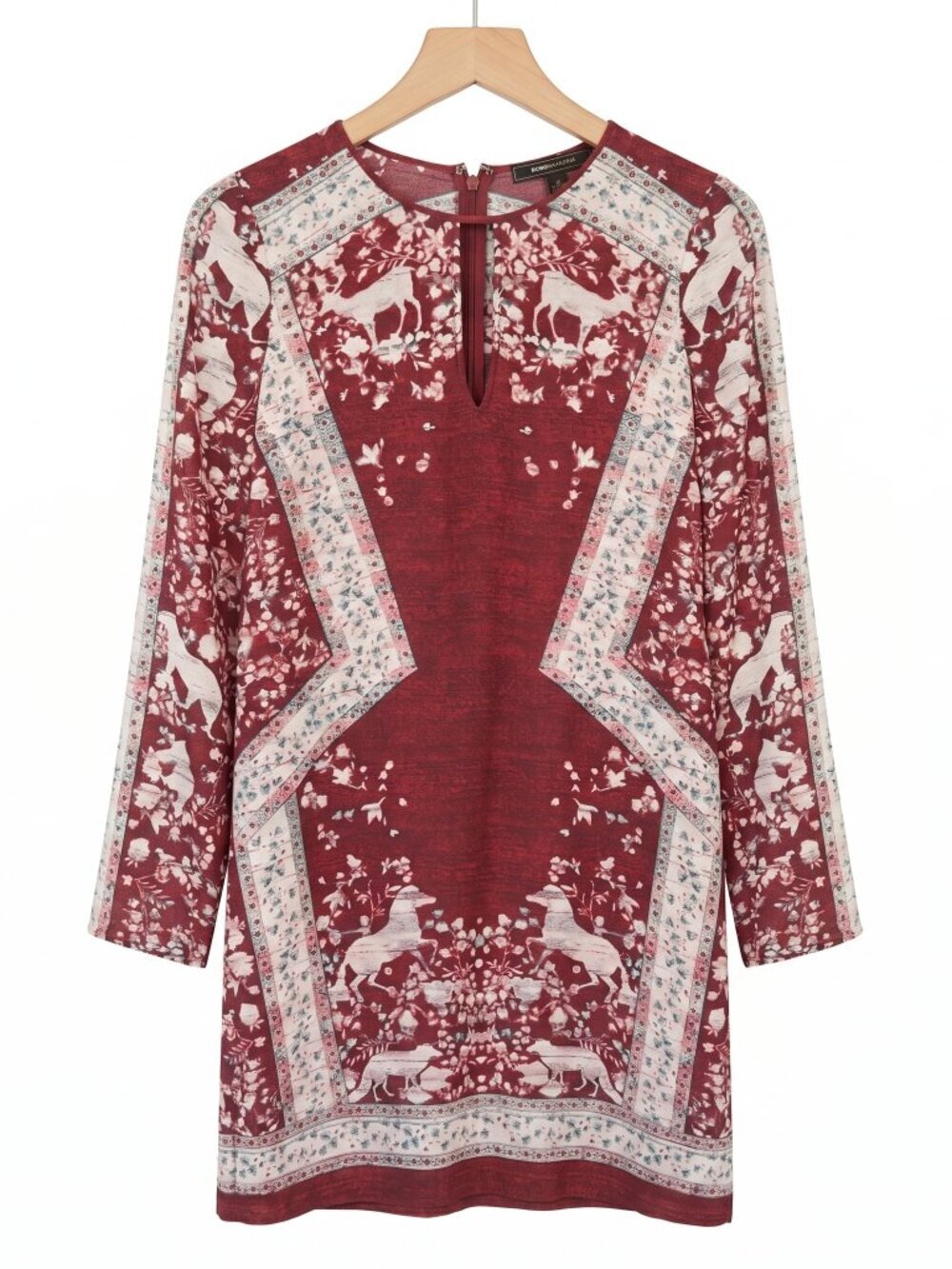 BCBGMAXAZRIA Freya Scarf Print Dress – Deep Cranberry Combo – S – NWT - Picture 3 of 3